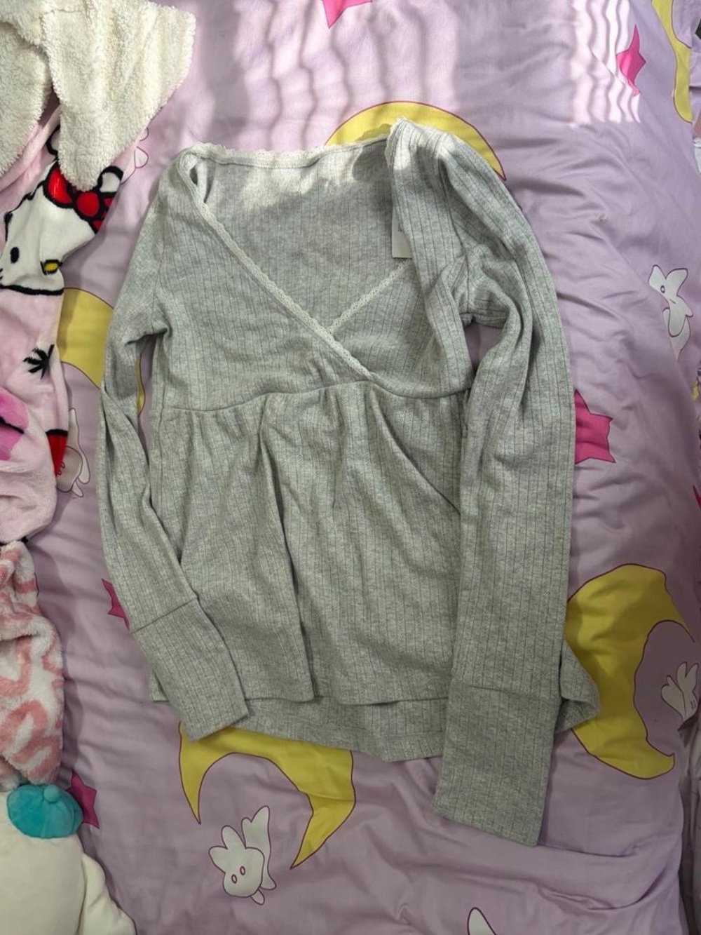 Hollister Light Gray Babydoll Top